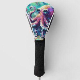 Couvre-club De Golf Peinture à l'huile de pieuvre lunaire Plage nautiq