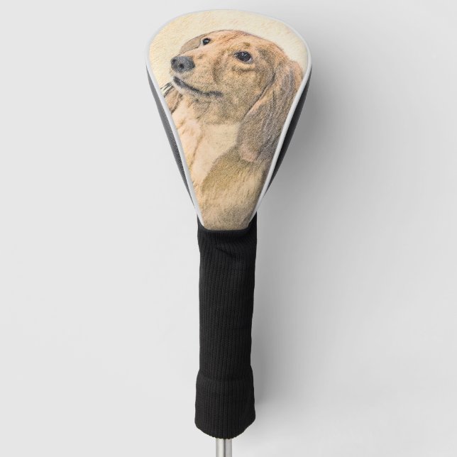 Couvre-club De Golf Peinture de Dachshund (Longhaïs) - Art original du (Devant)