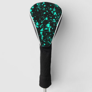Couvre-club De Golf Peinture noire à la menthe éclaboussure artistique