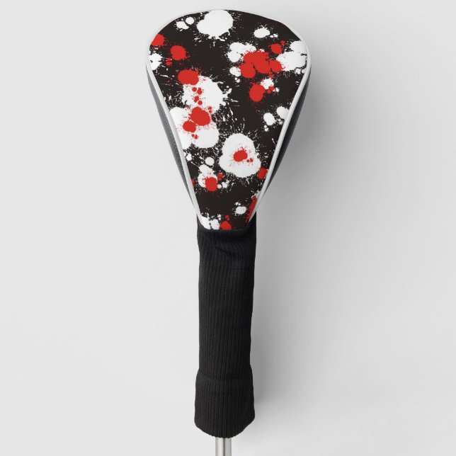 Couvre-club De Golf Peinture noire, blanche et rouge (Devant)