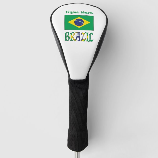 Couvre-club De Golf Personnalisation verte du drapeau brésilien (Devant)