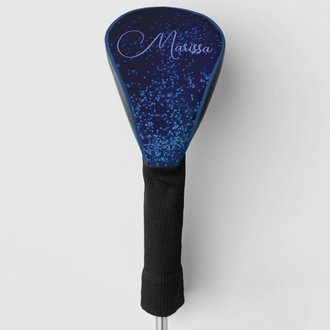 Couvre-club De Golf Personnalisé Chic Midnite Blue Confetti (Devant)