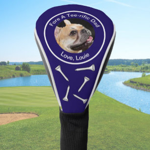 Couvre-club De Golf Personnalisé chien photo golfeur cadeau drôle bleu