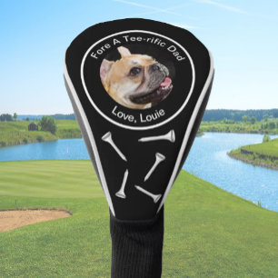 Couvre-club De Golf Personnalisé chien photo golfeur cadeau drôle noir