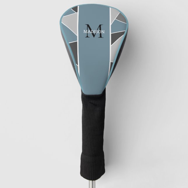Couvre-club De Golf Personnalisé Dusty Blue Moderne Monogramme femmes (Devant)