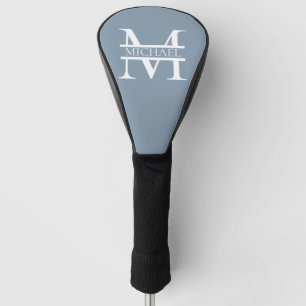 Couvre-club De Golf Personnalisé Élégant Bleu Poussiéreux Monogramme e