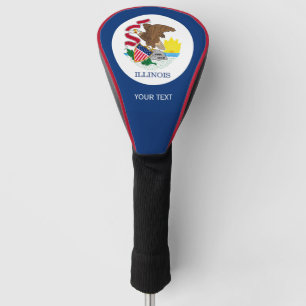 Couvre-club De Golf Personnalisé Votre texte Illinois État Drapeau sur