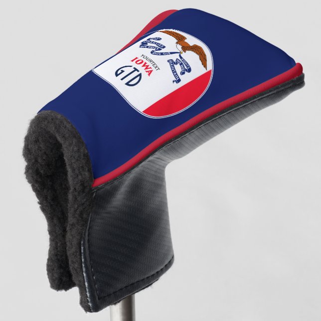 Couvre-club De Golf Personnalisé votre texte Iowa State Drapeau sur un (Devant 3/4)