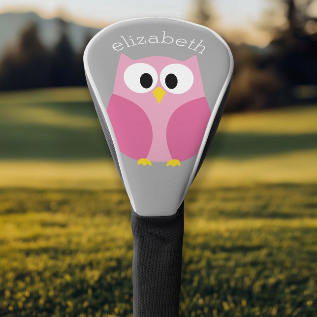 Couvre-club De Golf Petit hibou du dessin animé - Nom personnalisé ros (Personalized Golf Head Cover)
