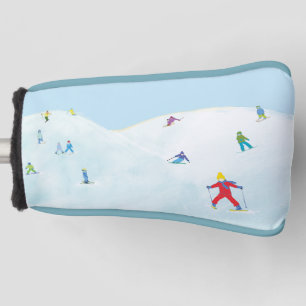 Couvre-club De Golf Petits Skieurs Sur Snowy Hill