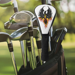 Couvre-club De Golf Phénix Ardente Oiseau de Feu Tribal Noir Flammes