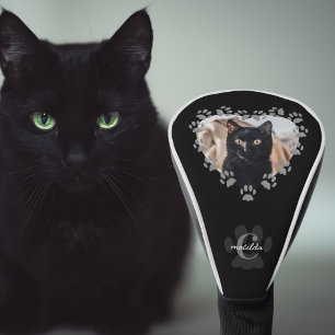 Couvre-club De Golf Photo de chat noir Empreinte de patte Heart Golf H