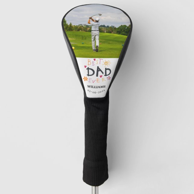 Couvre-club De Golf Photo moderne meilleur papa jamais Golf Head Cover (Devant)