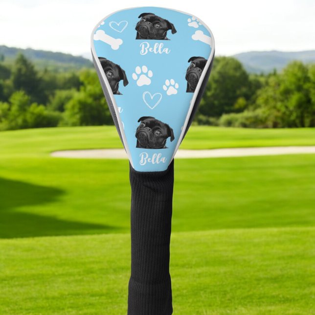 Couvre-club De Golf Photo Personnalisée Blue Custom Pet Chien Photo Pe (Créateur téléchargé)