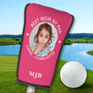 Couvre-club De Golf Photo personnalisée MOM Monogramme rose chic