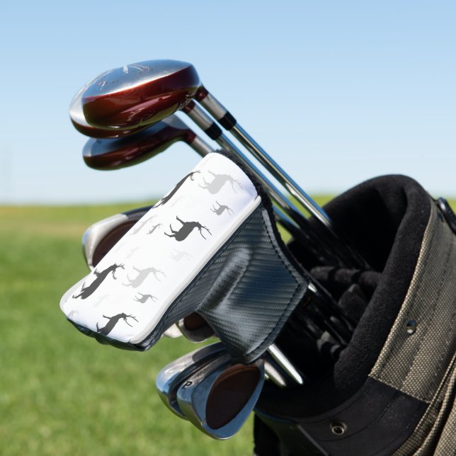 Couvre-club De Golf Pilote à lancer en silhouette blanche et noire (In Situ)