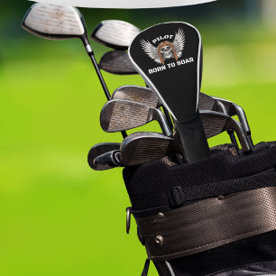 Couvre-club De Golf Pilote né à Soar, Aviation, Aéronef, Crâne, Ailes