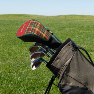 Couvre-club De Golf Pilote Plaid vert orange Tartan