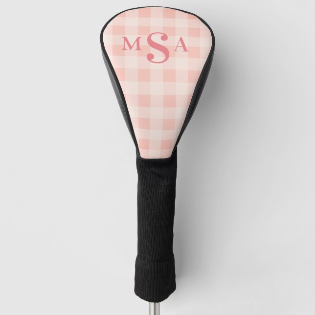 Couvre-club De Golf Pink Blush Monogramme Initiales Plaid Ferme (Devant)