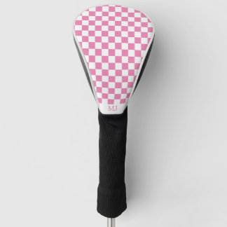 Couvre-club De Golf pink checkered monogram