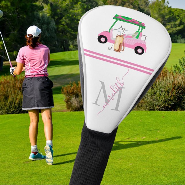 Couvre-club De Golf Pink Green élégant Clubs de panier Monogramme * (Créateur téléchargé)