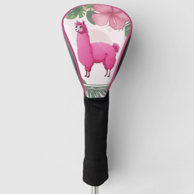 Couvre-club De Golf Pink Joyeux Lama souriant (Devant)