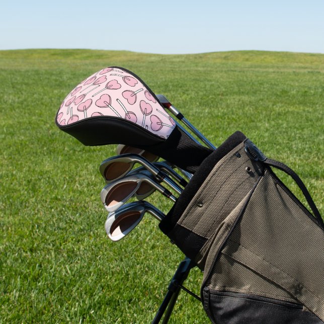 Couvre-club De Golf Pink Lollipops, Heart Lollipops, Lollipop Pattern (In Situ)