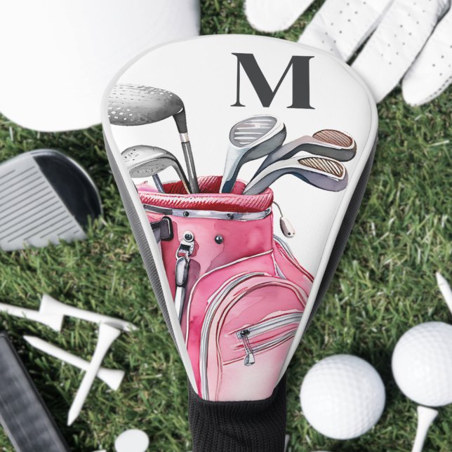 Couvre-club De Golf Pink Monogram (Pink Monogram Golf Head Cover)