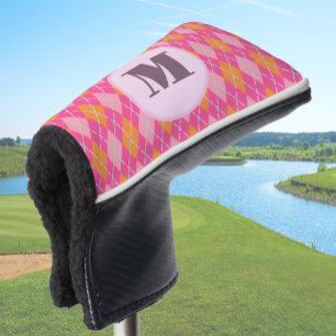 Couvre-club De Golf Pink Orange preppy Jacquard personnalisé monogramm