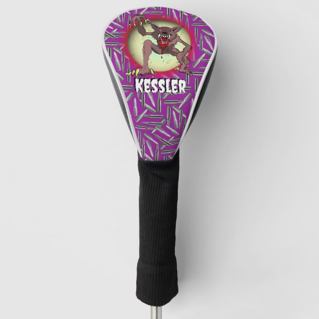 Couvre-club De Golf Pleine lune Werewolf Halloween violet Personnalise (Devant)