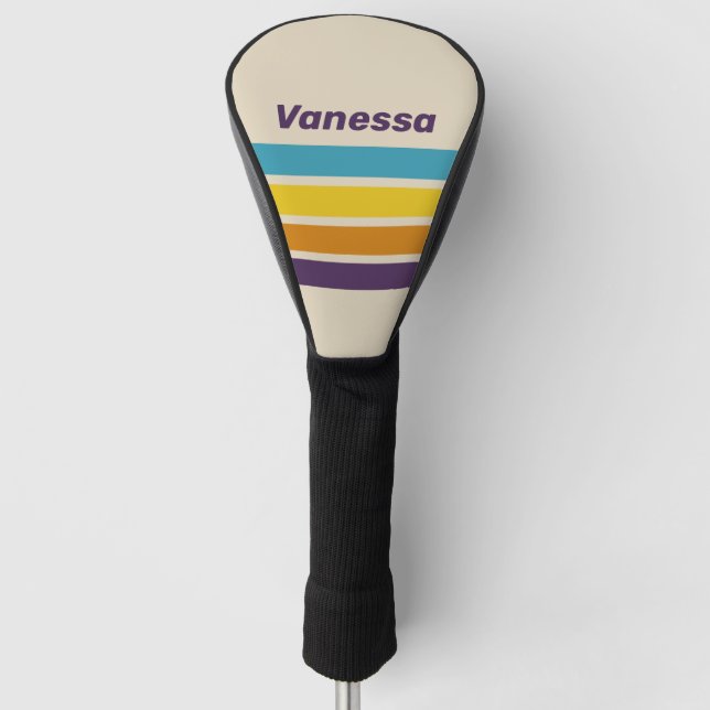 Couvre-club De Golf Plum Dust Rainbow Across Striping with Name (Devant)