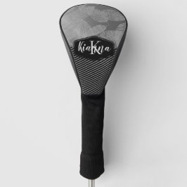 Couvre-club De Golf Plumes chic avec bandes argentées Monogramme