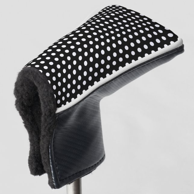 Couvre-club De Golf Pois moderne classique noir et blanc (Devant 3/4)