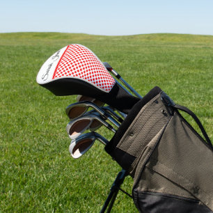 Couvre-club De Golf Pois rouge blanc classique   Nom personnalisé