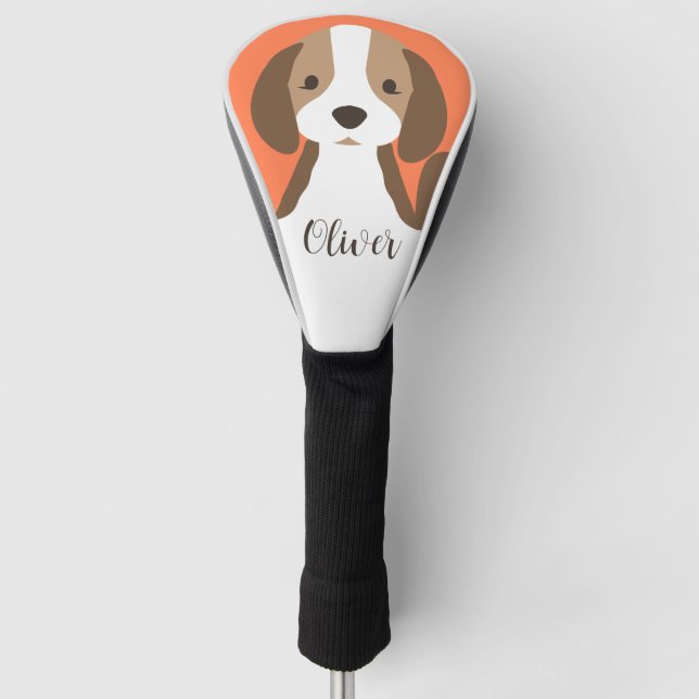 Couvre-club De Golf Portrait de chien marron et blanc mignon (Devant)