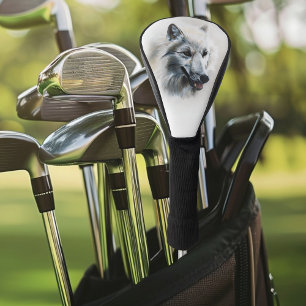 Couvre-club De Golf Portrait de Loup Blanc Majestueux Réaliste et Doux