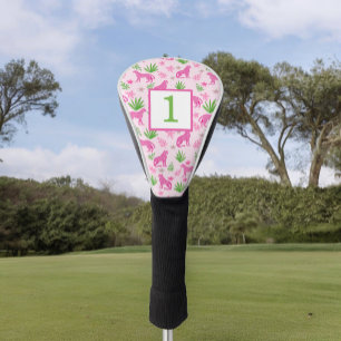 Couvre-club De Golf Preppy Pink Cheetah Numéro personnalisé