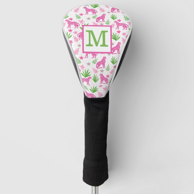 Couvre-club De Golf Preppy White Cheetah Monogramme (Devant)