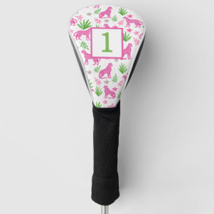 Couvre-club De Golf Preppy White Cheetah Numéro personnalisé