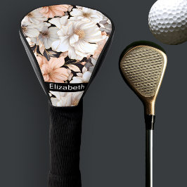 Couvre-club De Golf Pretty Peach and White Peony Personalized