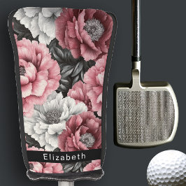 Couvre-club De Golf Pretty Pink and White Peony Personalized