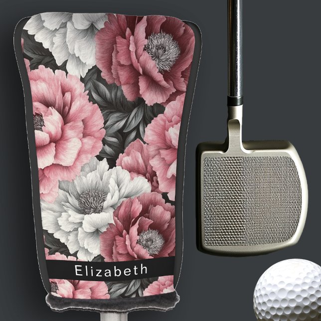 Couvre-club De Golf Pretty Pink and White Peony Personalized (Créateur téléchargé)