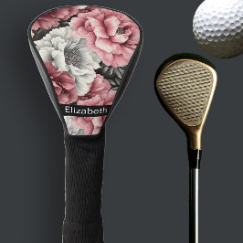 Couvre-club De Golf Pretty Pink and White Peony Personalized