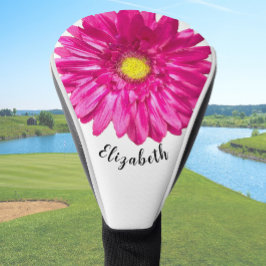Couvre-club De Golf Pretty pink daisy flower custom name womens