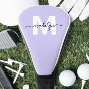 Couvre-club De Golf Purple Lavender Nom initial Monogramme