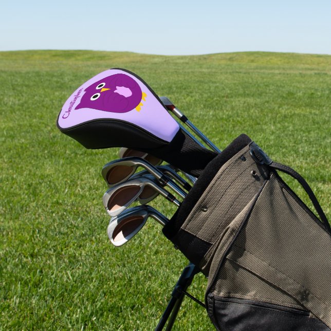 Couvre-club De Golf Purple Owl Design (In Situ)