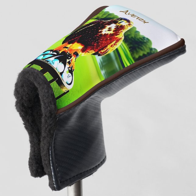 Couvre-club De Golf Putter de golf Red-Tailed Hawk - avec initiales ou (Devant 3/4)