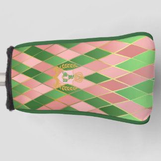 Couvre-club De Golf Putter Monogram Argyle Rose Vert Prépa Chic