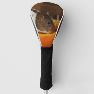 Couvre-club De Golf rat à capuchon noir effrayant mangeant des graines