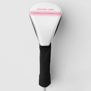 Couvre-club De Golf Rayures minimalistes monogrammées rétro